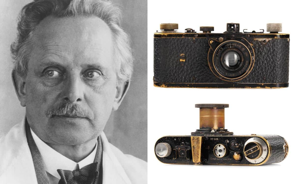 Two angles of the world's most expensive camera and its owner Oskar Barnarck.