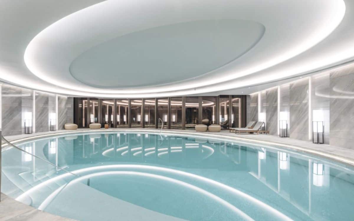 The pool inside the development where the most expensive parking spot sold.