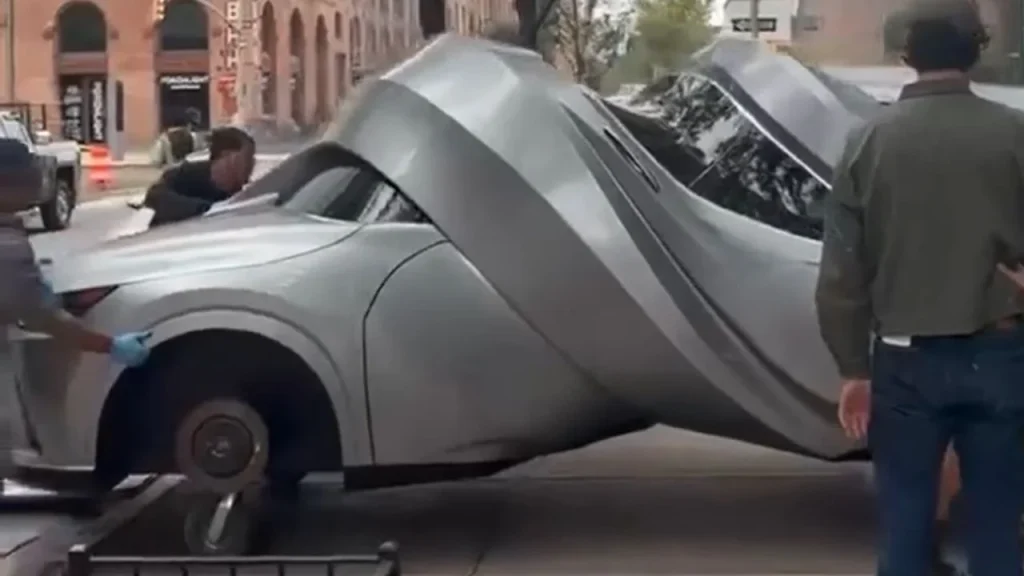 Two Lexus cars have been fixed together to form one of the oddest looking vehicles you'll see and it's been spotted in New York