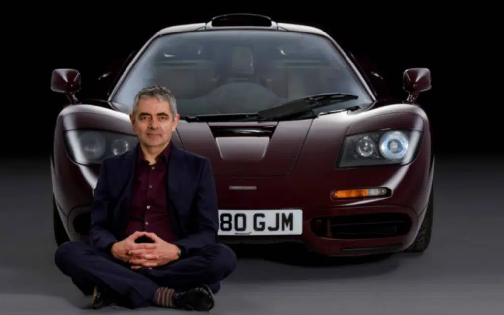 Mr Bean with McLaren F1 supercar Front View