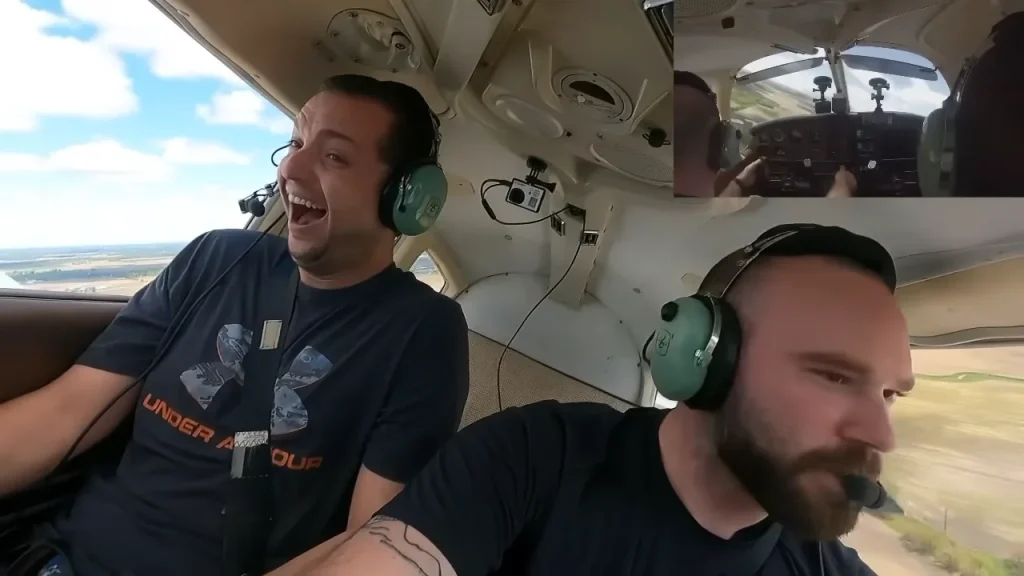 American man spends 6 months secretly getting his pilot’s license then takes control of plane and films his best friend’s reaction
