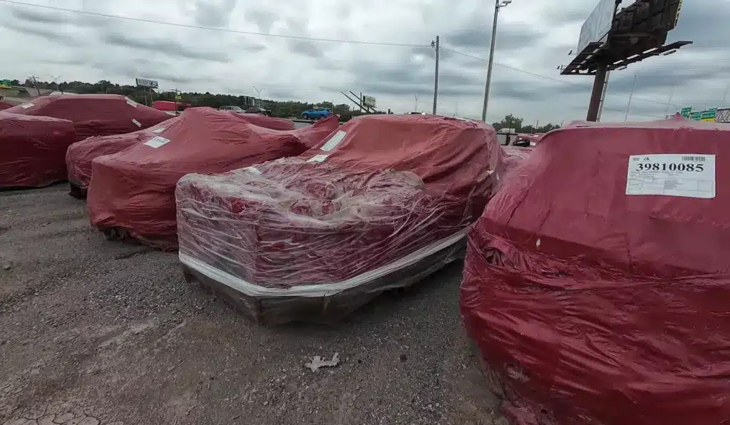 Cars in plastic bags