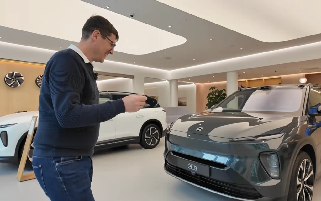 A man waiting impatiently for his Chinese car, the NIO EL8 Executive, decided to fly to China just to watch it being built inside the NIO F2 Factory.