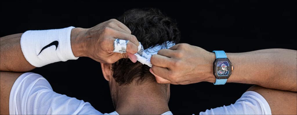 Nadal wearing the RM 27 on the court