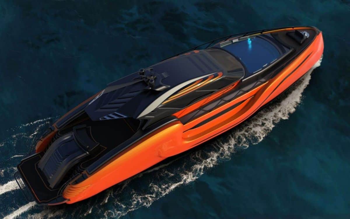 The LXT 88 concept yacht from above.