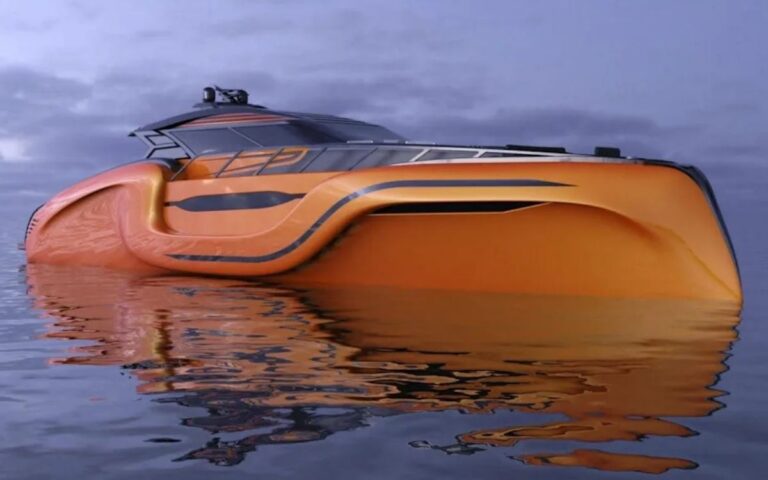 The LXT 88 concept yacht on water