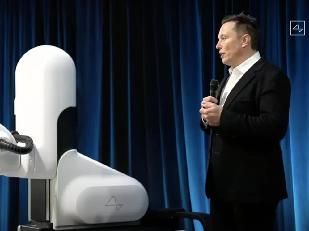 Elon Musk talking about Neuralink with the robot