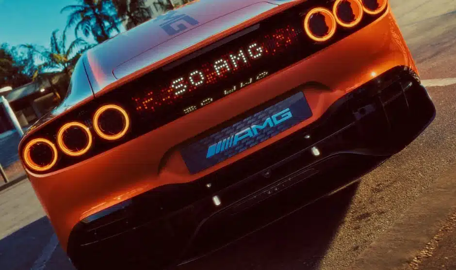 The new AMG hypercar reveals Ferrari-style taillights, a pixel display, and bold cues from the Vision AMG in leaked images ahead of its debut