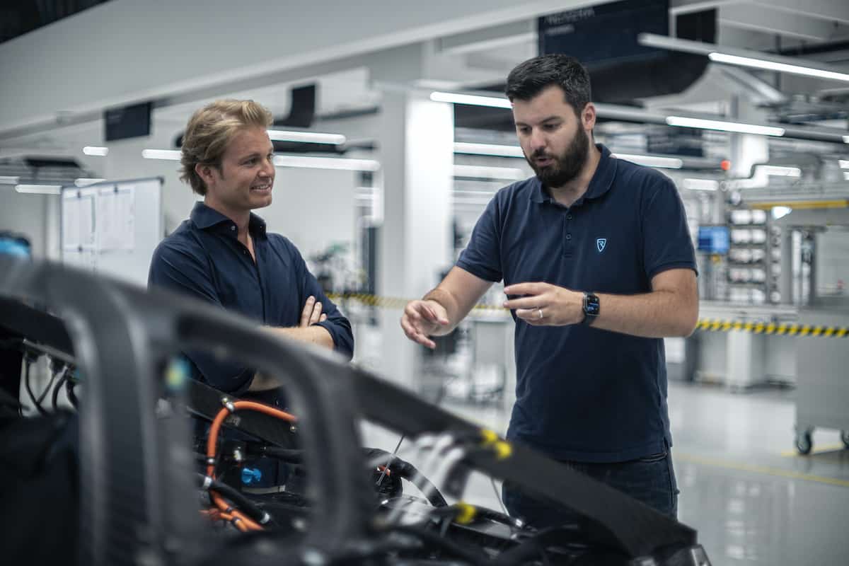 Nico Rosberg and Mate Rimac at the Rimac factory