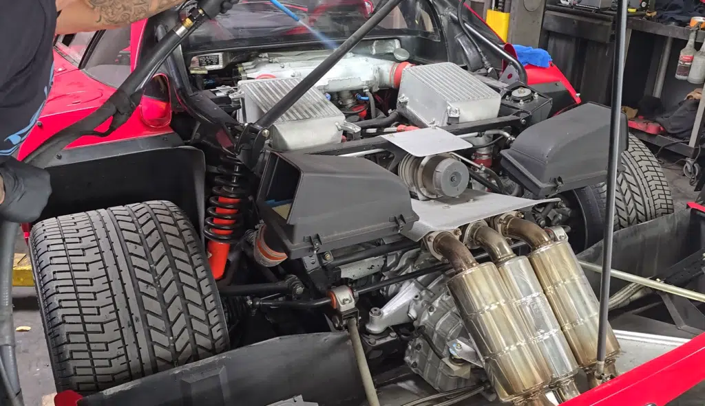 Nigel Mansell’s Ferrari F40 receives an extensive car detailing, revealing rare factory components and preserving its original condition