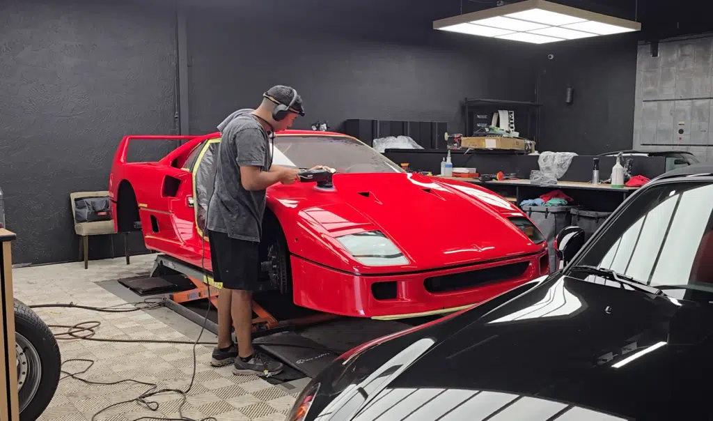 Nigel Mansell’s Ferrari F40 receives an extensive car detailing, revealing rare factory components and preserving its original condition