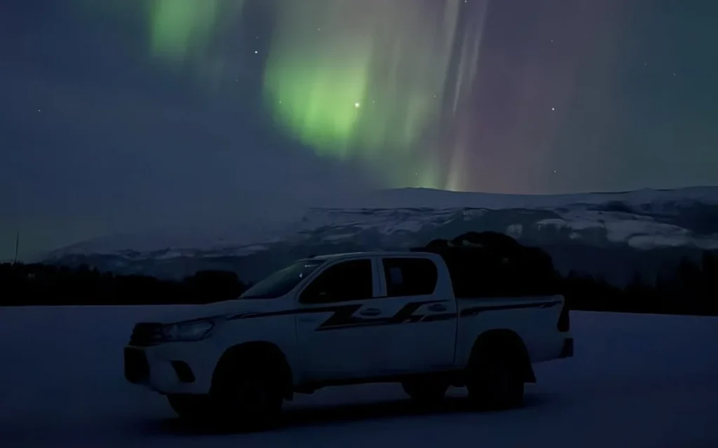 Saudi Arabian man Malik Alsultan has traveled thousands of miles in his Toyota Hilux truck just to see the Northern Lights in Norway