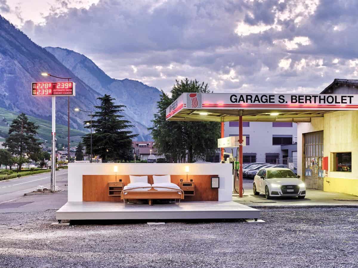 The zero star hotel in a gas station forecourt