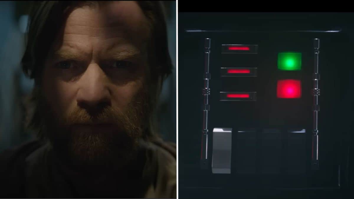 Ewan McGregor as Obi-Wan Kenobi and Darth Vader's chest plate is pictured.