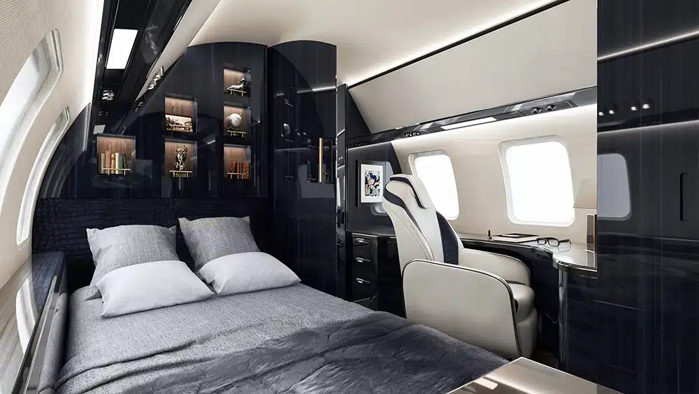 Bedroom inside Officina Armare Bombardier Global 6000  