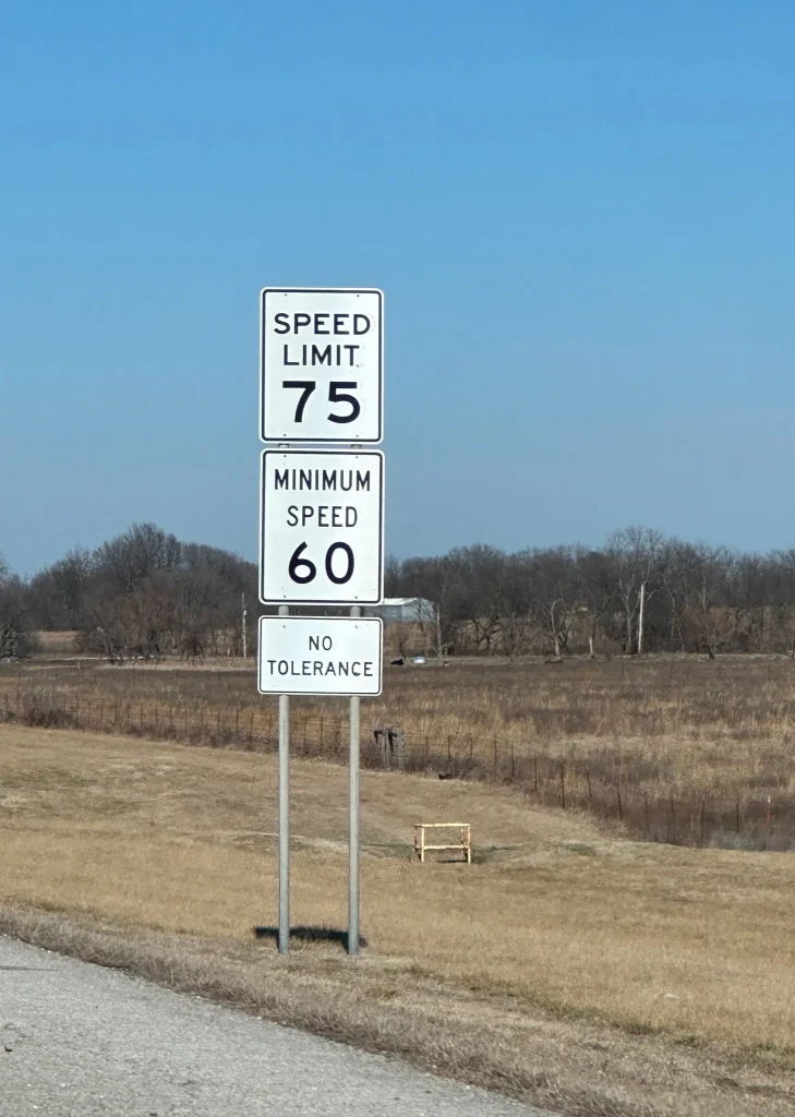 Oklahoma has two different speeding laws and the wording on each sign tells you which you need to follow
