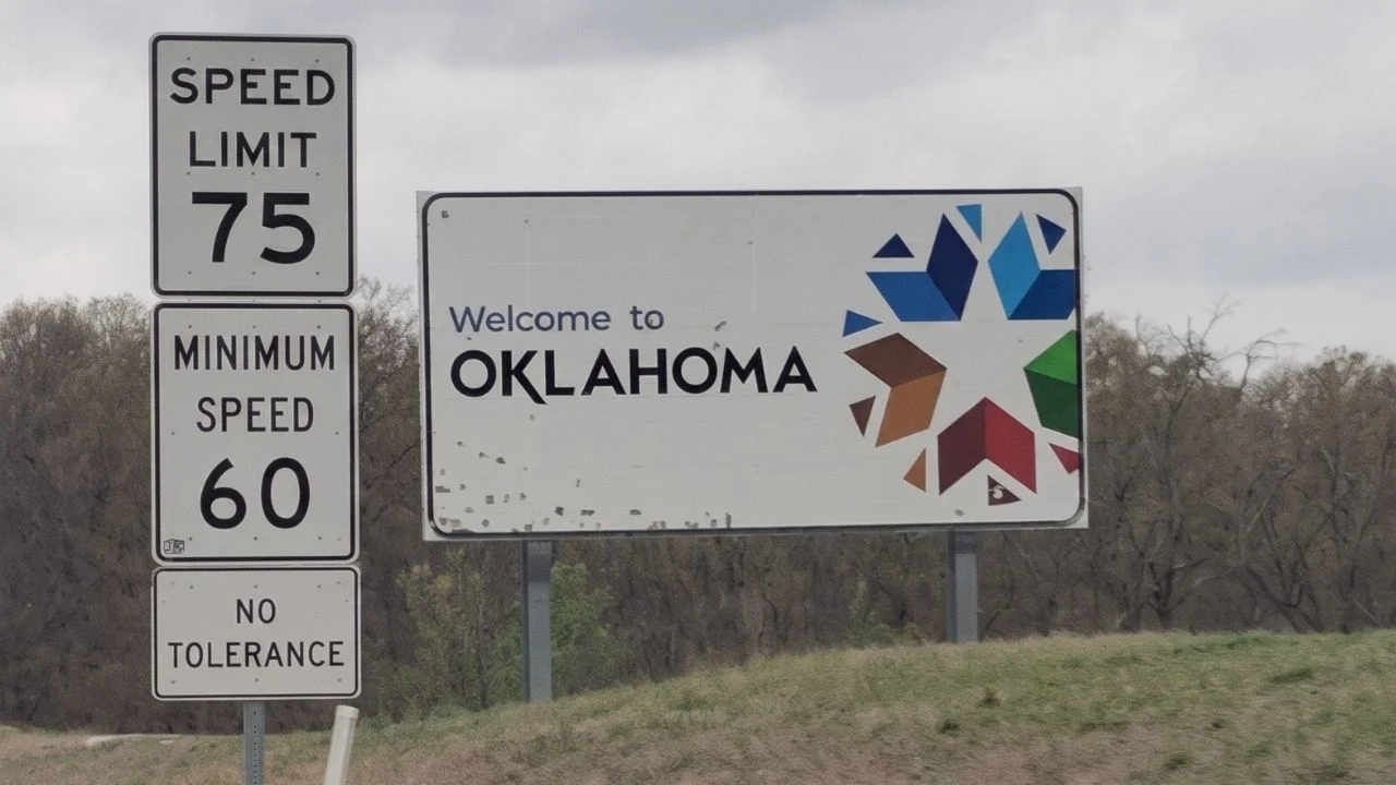 Oklahoma has two different speeding laws and the wording on each sign tells you which you need to follow