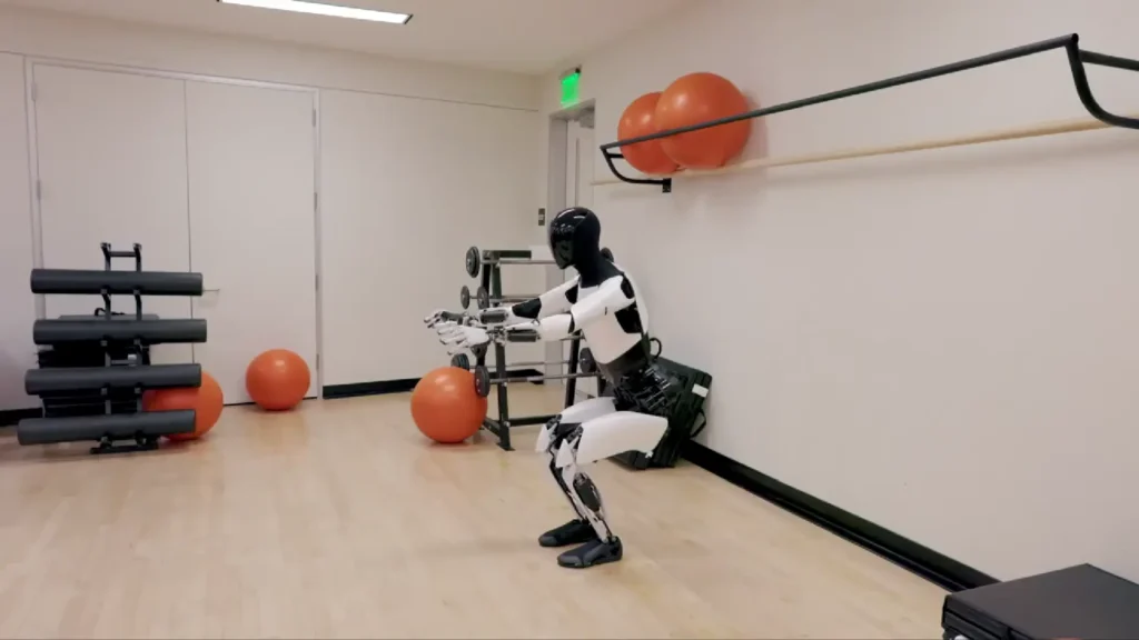Tesla robot doing squats