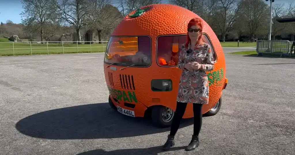 This YouTuber took a ride in possibly the strangest car ever - one that's shaped like an orange