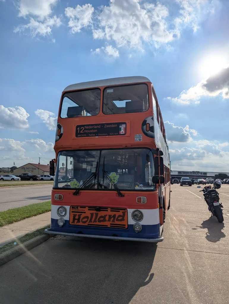 Netherlands fans bring their own 'silly' Oranje bus from Europe to Texas for the World Cup