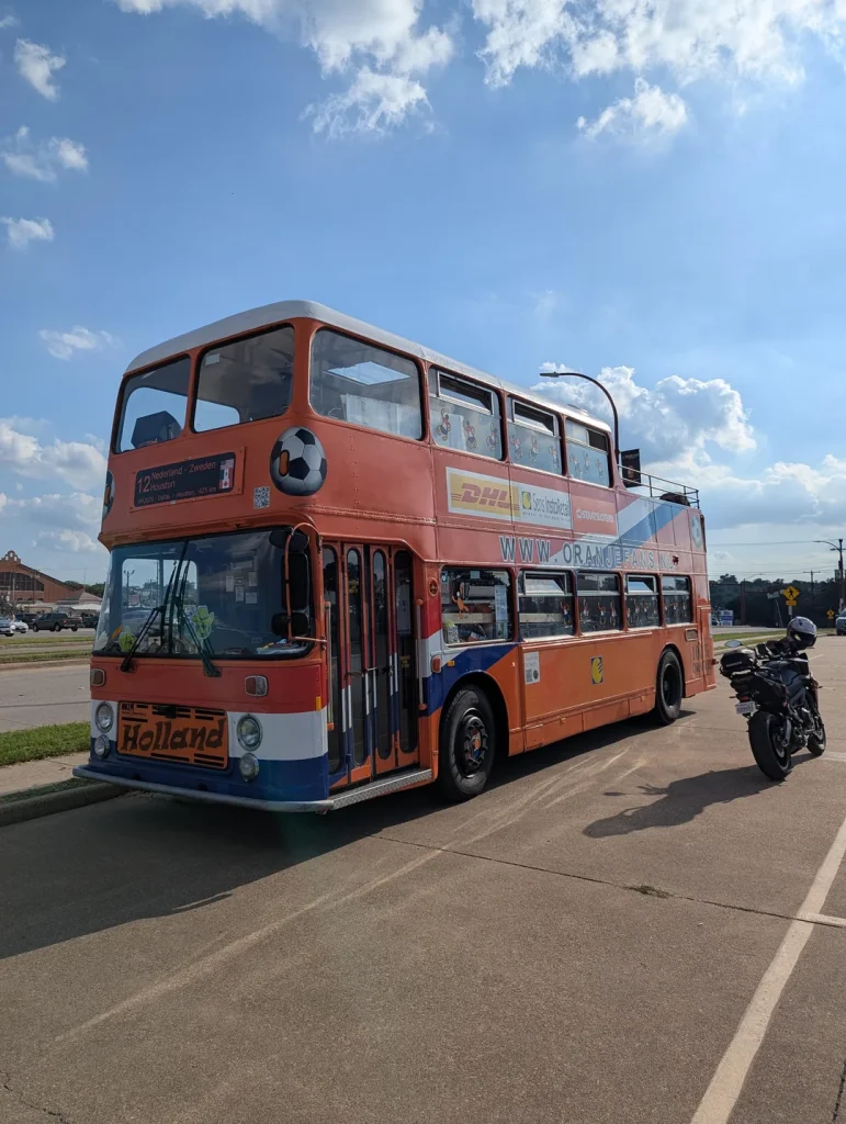 Netherlands fans bring their own 'silly' Oranje bus from Europe to Texas for the World Cup