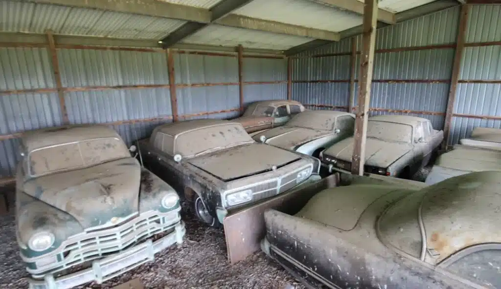 Abandoned cars in Airplane hanger