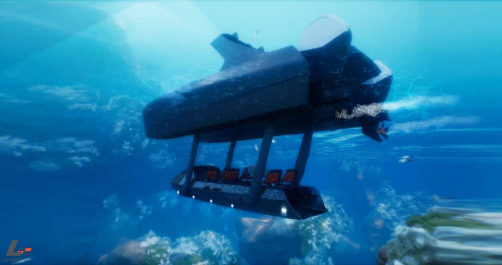 Semi-submersible allows passengers to cruise along the water or below it