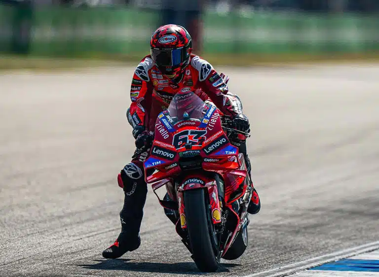 Pecco Bagnaia is a two-time MotoGP world champion who currently rides for the Lenovo Ducati MotoGP team.