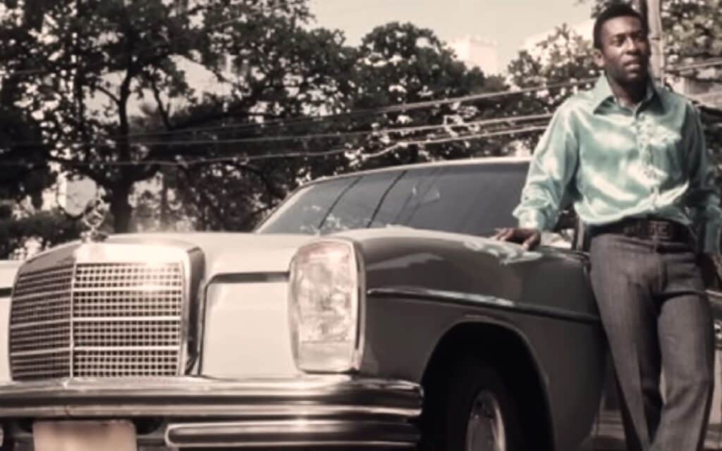 Pele with his Mercedes car 