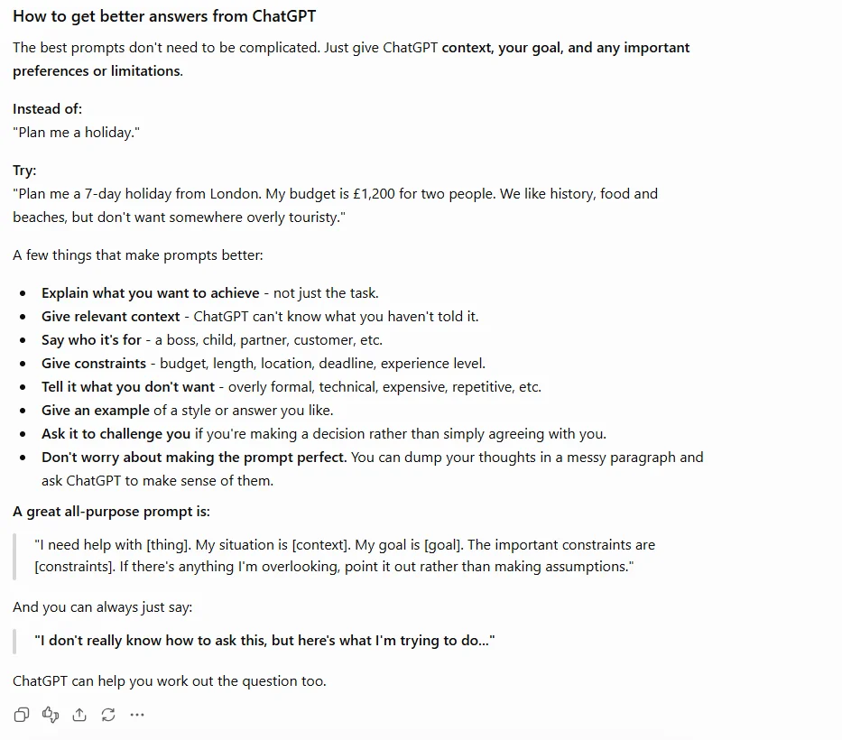 I asked ChatGPT what the best prompts are to use and this is what it told me