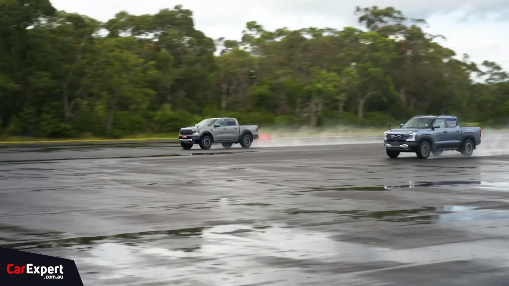 Ford Ranger Raptor lines up against BYD Shark 6 and Geely Riddara RD6 in American gas vs Chinese EV drag race battle that ends with a surprise