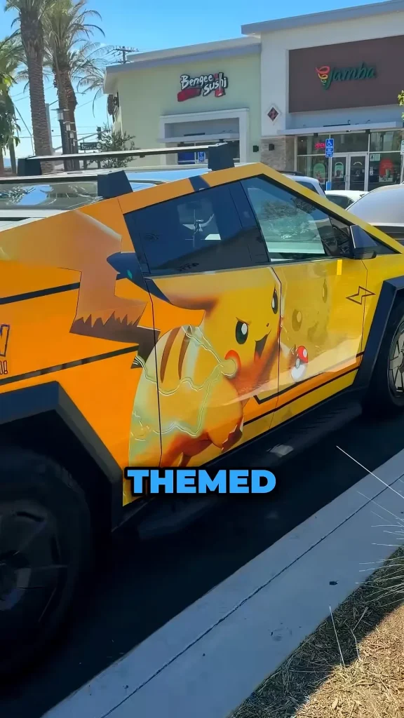 Man has turned his Tesla Cybertruck into one big Pikachu Pokémon wrap with entire truck covered in yellow