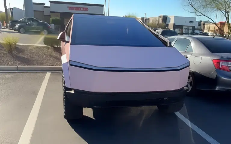 LA woman stunned by bright pink Tesla Cybertruck, even more shocked by 'COUNTY POLICE'