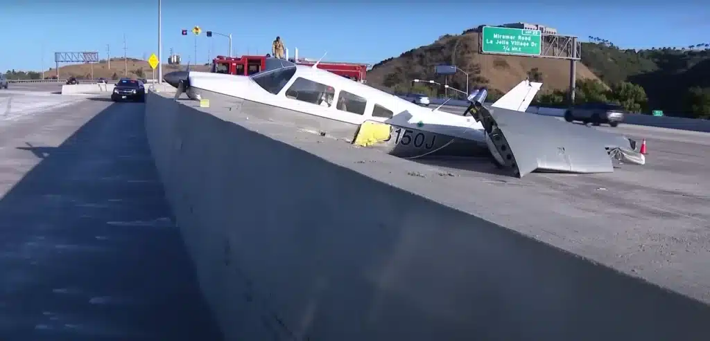 Small Piper plane forced to make emergency landing on California highway
