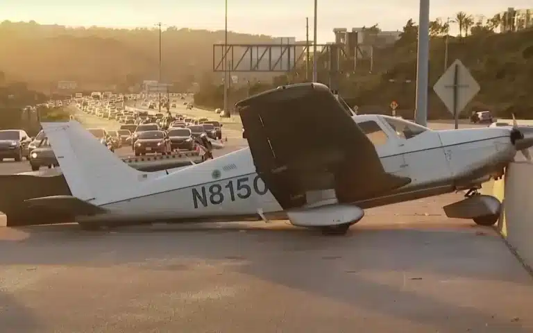 Small Piper plane forced to make emergency landing on California highway