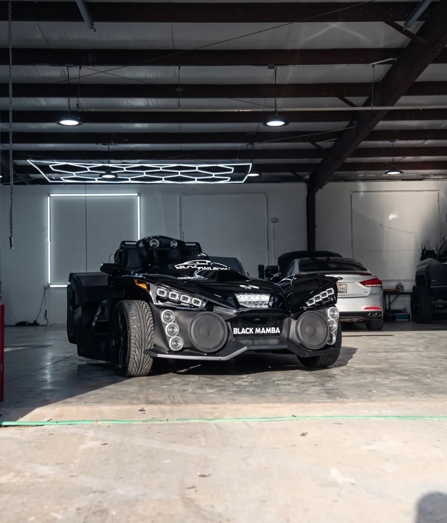 This Polaris Slingshot has been turned into a 'rolling concert' after being covered with 16 speakers and it makes one hell of a noise
