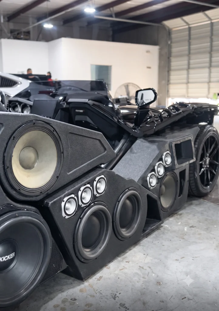This Polaris Slingshot has been turned into a 'rolling concert' after being covered with 16 speakers and it makes one hell of a noise