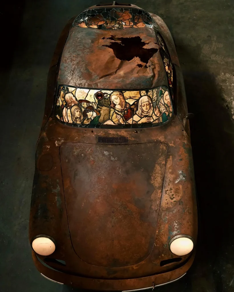 LA man creates art out of abandoned Porsche 911 with stained glass windows