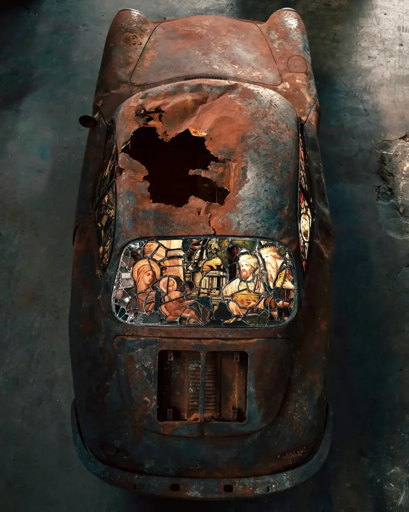 LA man creates art out of abandoned Porsche 911 with stained glass windows