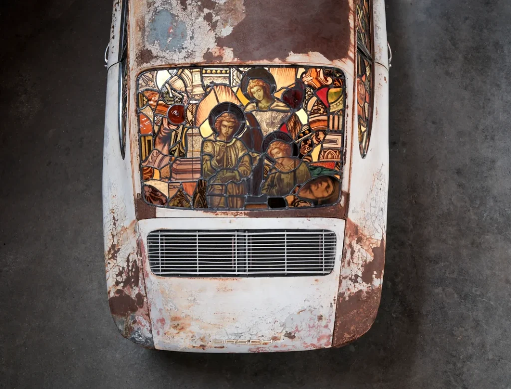 LA man creates art out of abandoned Porsche 911 with stained glass windows