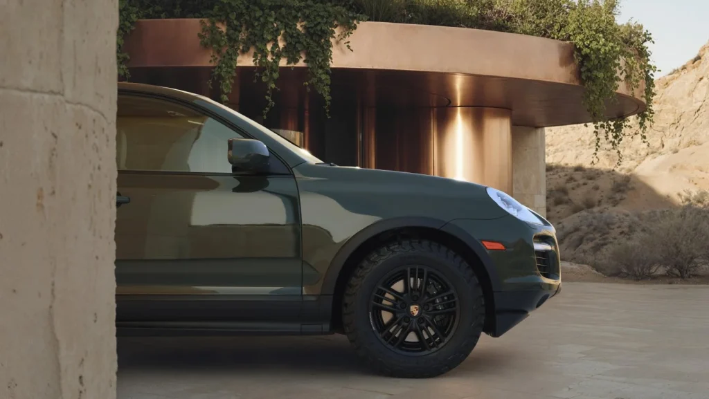 Unique Sonderwunsch Porsche Cayenne gives 70s vibes in the Dubai desert