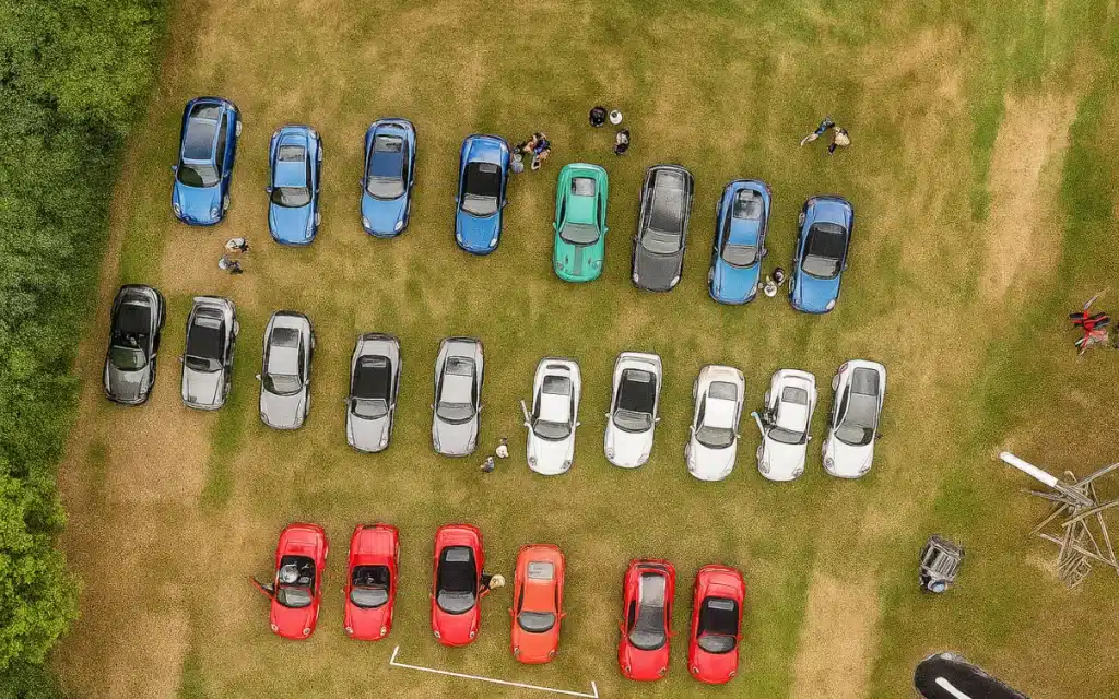 60 Porsches line up for a touching farewell to a UK business man