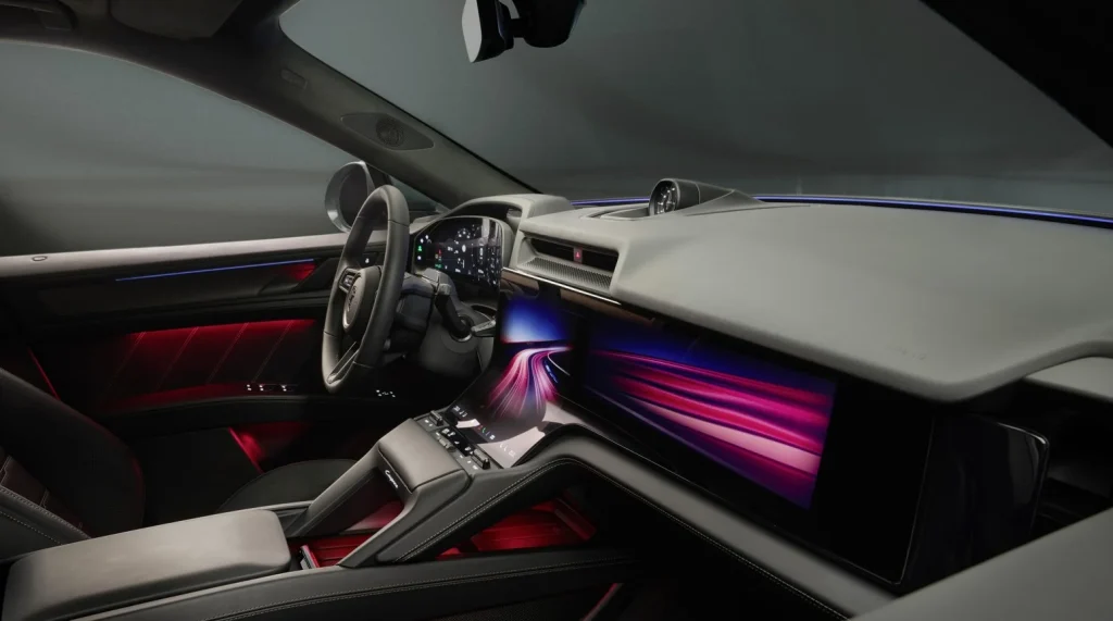 Cayenne EV introduces Flow Display and Mood Modes to the Porsche interior, combining digital screens with comfort and personalization