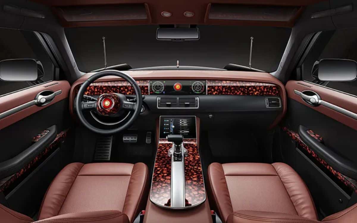 The front interior of the Hongqi L5, a car used by a world leader, Xi Jinping.