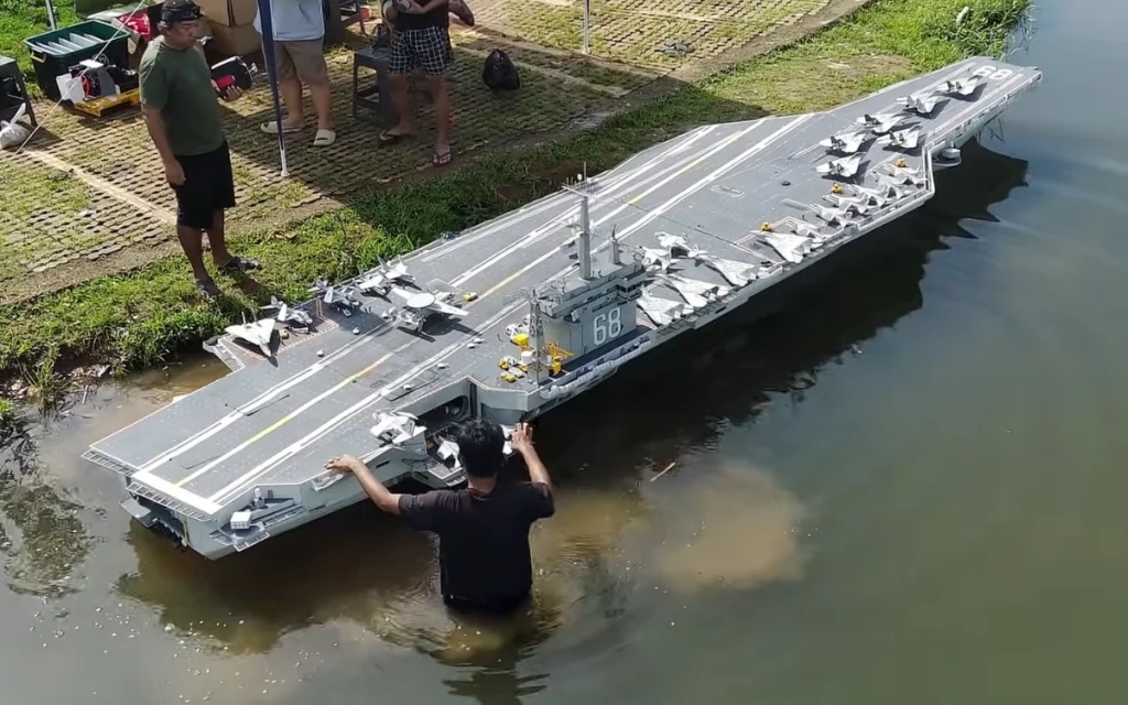Inspired by The Final Countdown, one builder has recreated the USS Nimitz with Radio Control planes, turning a childhood movie dream into a floating reality.