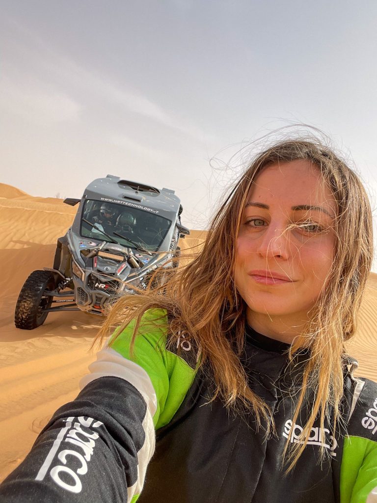 Rally driver Rebecca Busi takes a selfie during the Fenek Rally.