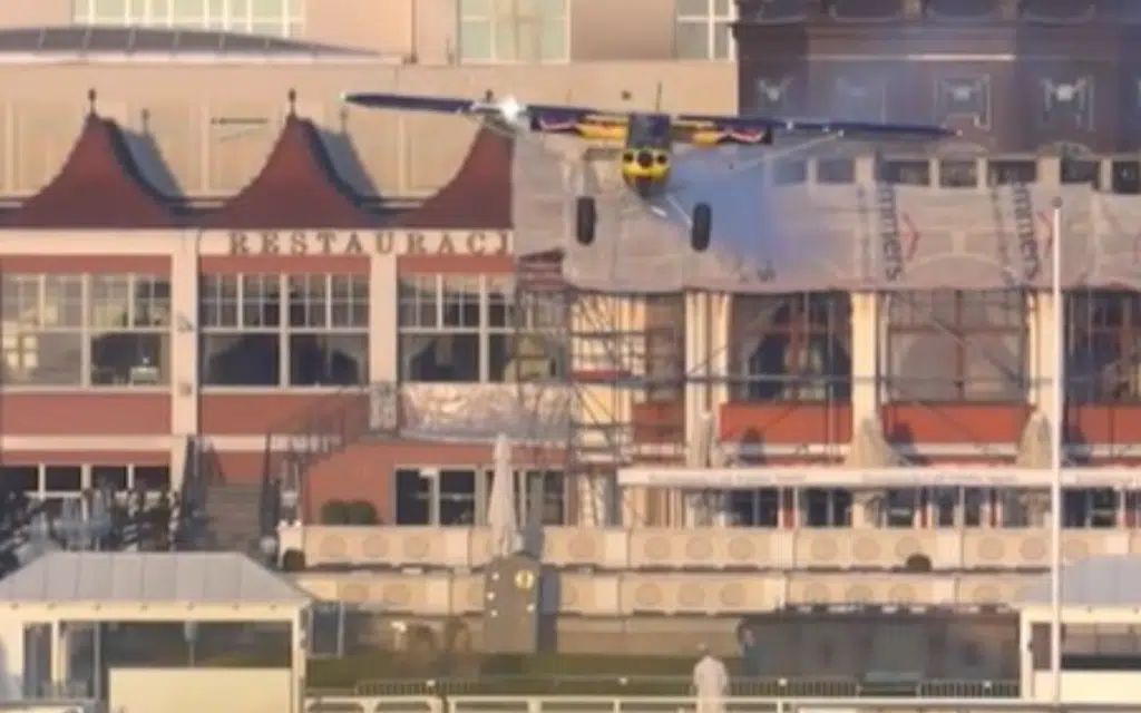 A Red Bull pilot lands plane on minuscule pier in an edge-of-your-seat stunt