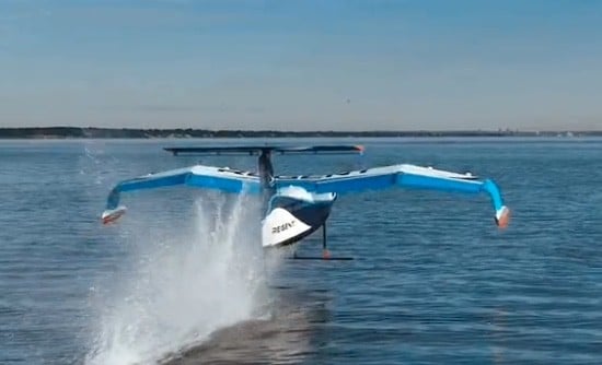 Regent seaglider taking off from hydrofoils on the water