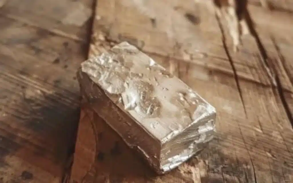 Rhodium metal on table