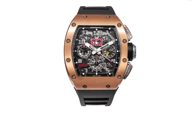 The Richard Mille RM001 Rose Gold Felipe Massa from the front.